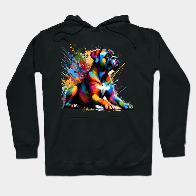 Vibrant Splashed Paint Perro de Presa Canario Art Hoodie by ArtRUs